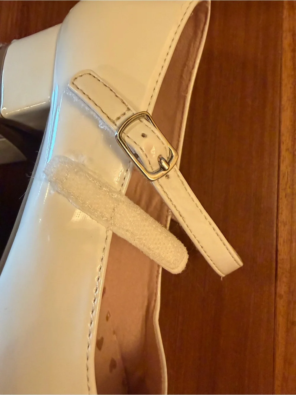 Sonoma White Patent Mary Jane Dress Shoes with Velcro Straps Girls Sz 3 - GUC